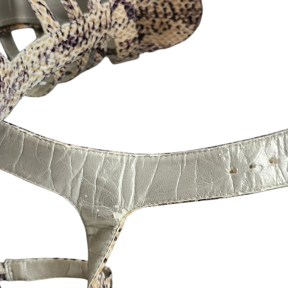 Size 7 Women's Strappy Snake Print Heels - Brown And Tan - Picture 8 of 9